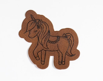 1 Kunstlederlabel "Einhorn" / Aufnäher / Patch / Kleidungsetiketten / Textiletiketten / Label aus Kunstleder / aufnähen