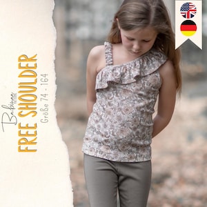 One Shoulder Top Sewing Pattern PDF | Asymmetrical Top | Girls Crop Top | Ruffle Top | Tie Front Shirt | Kids PDF Pattern Sleeveless Top