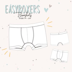 Wykrój do szycia bokserek Easyboxers w formacie PDF dla chłopców / dzieci / chłopców / bokserek / bielizny / przyjazny dla początkujących