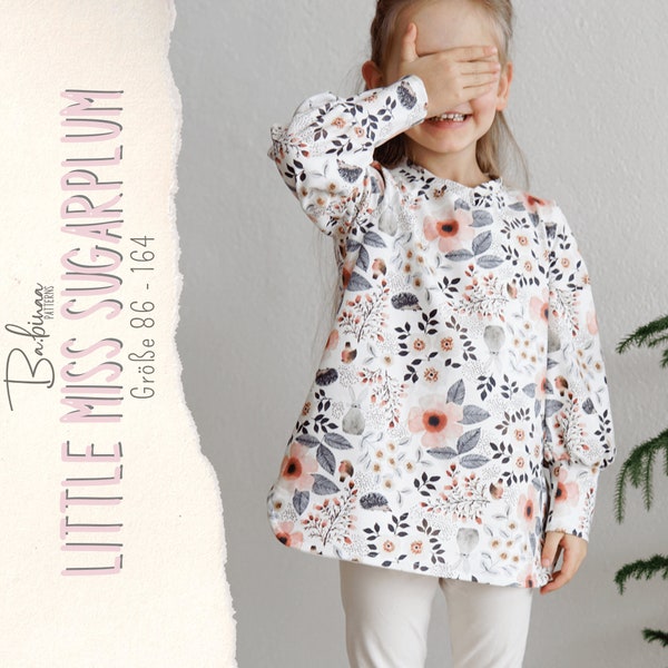 Little Miss Sugarplum, PDF Schnittmuster, Basic Shirt, Mädchen, Ballonärmel ,  Kind, Nähanleitung, Sewing Pattern, Sewing Instruction,
