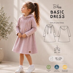 Girls Dress Sewing Pattern | Kids Dress PDF | A-Line Dress | Jersey Dress | Beginner Sewing Pattern | Layered Pattern | Projector File