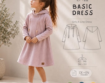 Girls Dress Sewing Pattern | Kids Dress PDF | A-Line Dress | Jersey Dress | Beginner Sewing Pattern | Layered Pattern | Projector File