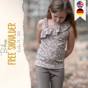 One Shoulder Top Sewing Pattern – PDF Sewing Pattern | Asymmetric Crop Top for Girls & Kids | Sew DIY Sewing Tutorial
