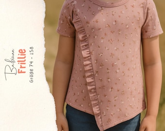 Kids Shirt Sewing Pattern Frillie | PDF Pattern for Girls | Puff Sleeves & Ruffle | Sizes 74–164 | Jersey Top Sewing