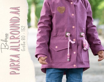 Parka, PDF Schnittmuster, Sweater, Mädchen, Matel, Kind, Nähanleitung, Sewing Pattern, Sewing Instruction, Kid, Girl