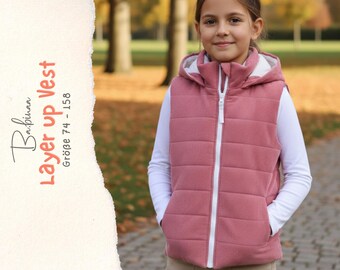 Layer up Vest PDF Sewing Pattern Kids | Sleeveless Jacket Tutorial | Gilet / Bodywarmer | Sizes 74–164 | Digital Download eBook