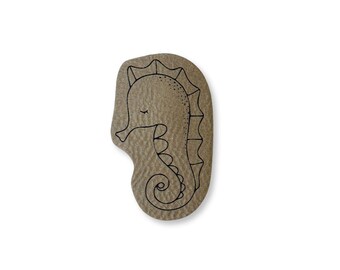 1 faux leather label "Seahorse" / underwater / mermaid / patch / label / sewing / scrapbooking / DIY / crafting / patch / applique
