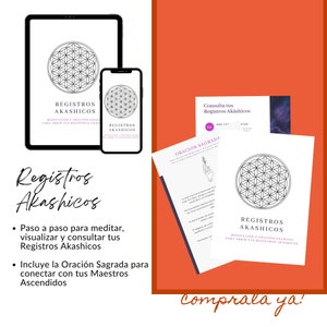 May include: A digital download guide to accessing your Akashic Records. The guide includes a meditation and a sacred prayer to connect with your ascended masters. The cover features a black and white geometric flower of life design.