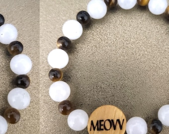 Meovv beaded bracelet with a laser engraved bias bead