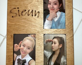Laser cut custom wood photocard frame for 3 photocards