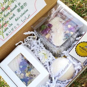 Lavender Botanical Candle Gift Set/violet Floral Square Candle, Soy ...