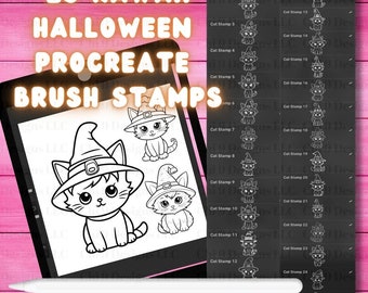 Kawaii Kat| Halloween-illustraties| Stempel voortplanten| Kat Clipart| Halloween-PNG| Herfst directe downloads