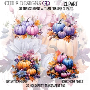 Autumn Pumpkins Clip ART| Transparent PNGs| 20 High-Quality Images| Fall Pastel Clipart| Fall Bikes| Fall Leaves