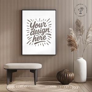 FRAME MOCKUP, 3:4 ratio, Foyer, Modern Frame Mockup, Poster, Black Frame, Thin Frame, PSD, Template