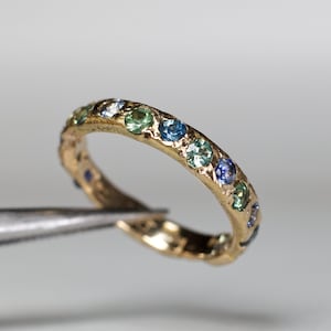 Montana Sapphire Eternity Ring Minimal Engagement Ring Organic Gold ...