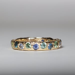 Montana Sapphire Eternity Ring Minimal Engagement Ring | Etsy
