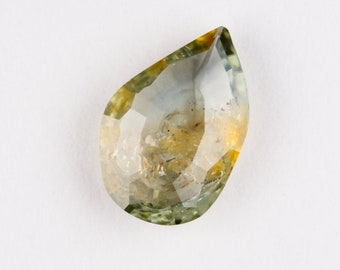 Bicolor Green Yellow Montana Sapphire | Natural Pear Shape | Old mine cut | Ethical | Diamond Alternative | Rose Cut | Low Profile | Loose