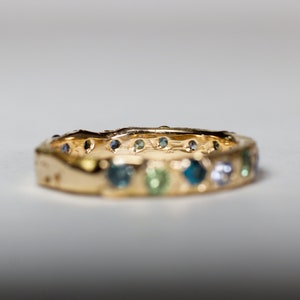 Montana Sapphire Eternity Ring Minimal Engagement Ring Organic Gold ...