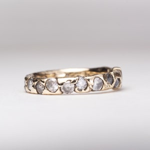 Eternity Diamond Ring Recycled 18k Gold Salt and Pepper Eternity Ring Ethical Diamonds natural Wedding Band Ring cast in place image 3