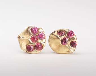 Pools Ruby | Earrings Recycled 18k Gold fair trade Ruby alternative organic natural | cast in place