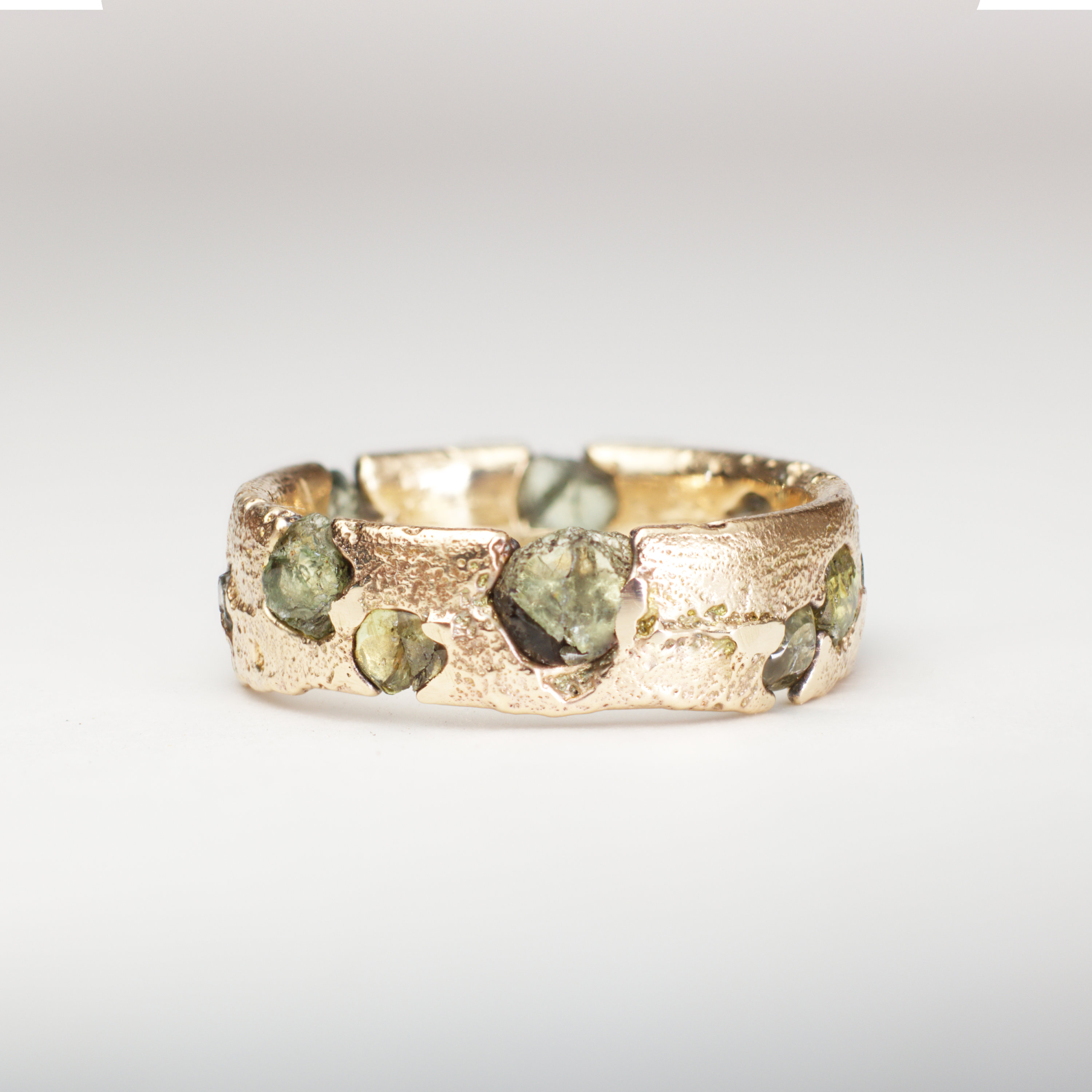 Rough Montana Sapphire Eternity Band | 14k Recycled Gold Raw Sapphire eternity Wedding Band Ring raw stone ring | cast in place