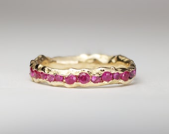 Ruby Eternity Ring | 18k Recycled Gold Channel Set eternity ring ethically sourced alternative organic natural Wedding Ring Band
