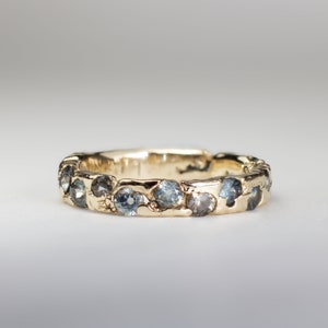 Montana Sapphire Eternity Ring | 18k Recycled Gold Ethical Fair Trade Alternative Wedding Band Ring | cast in place