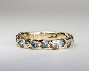 Montana Sapphire Eternity Ring | 18k Recycled Gold Ethical Fair Trade Alternative Wedding Band Ring | cast in place