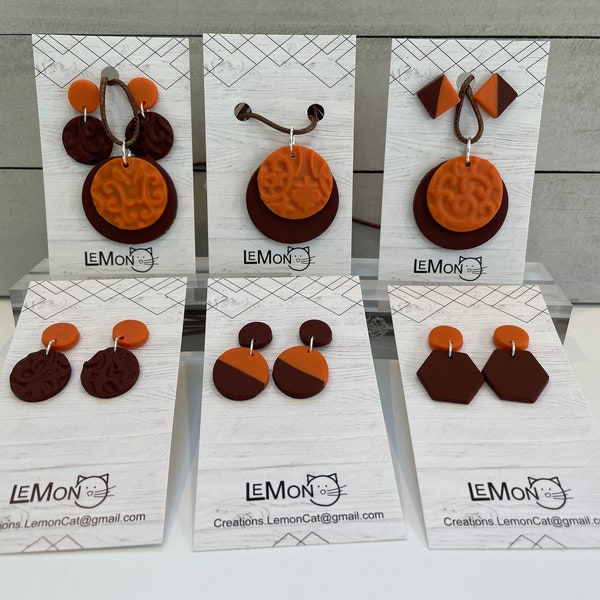 Orange/Brown Earrings & Necklace