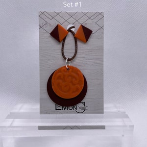 Orange/Brown Earrings & Necklace Set #1