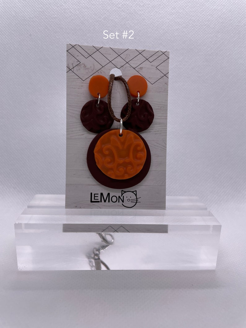 Orange/Brown Earrings & Necklace Set #2