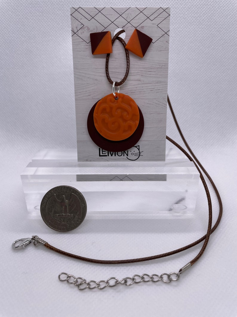 Orange/Brown Earrings & Necklace image 3