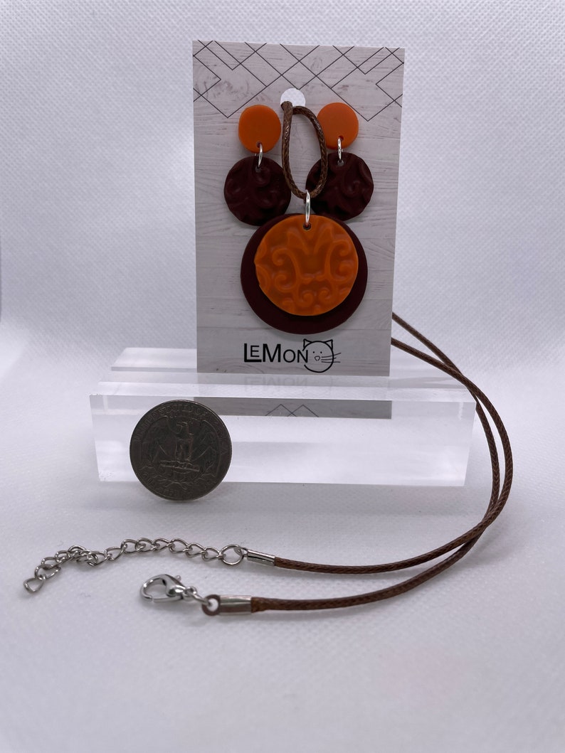 Orange/Brown Earrings & Necklace image 5