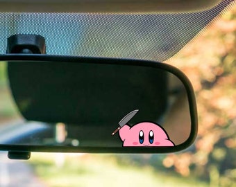 Mini Peeker Sticker / Rear View Size / Cute Pink Guy / Waterproof Anime Peeker Sticker / Car Accessories / Kawaii Japanese Car Accessory