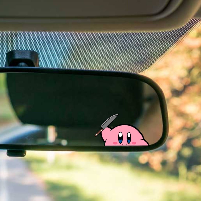 Mini Peeker Sticker / Rear View Size / Cute Pink Guy / Waterproof Anime Peeker Sticker / Car Accessories / Kawaii Japanese Car Accessory 