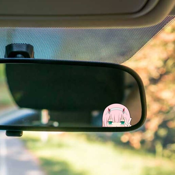 Mini Peeker Sticker / Rear View Size / Sexy Pink Waifu 0 / Waterproof Anime Peeker Sticker / Car Accessories / Kawaii Japanese Car Accessory