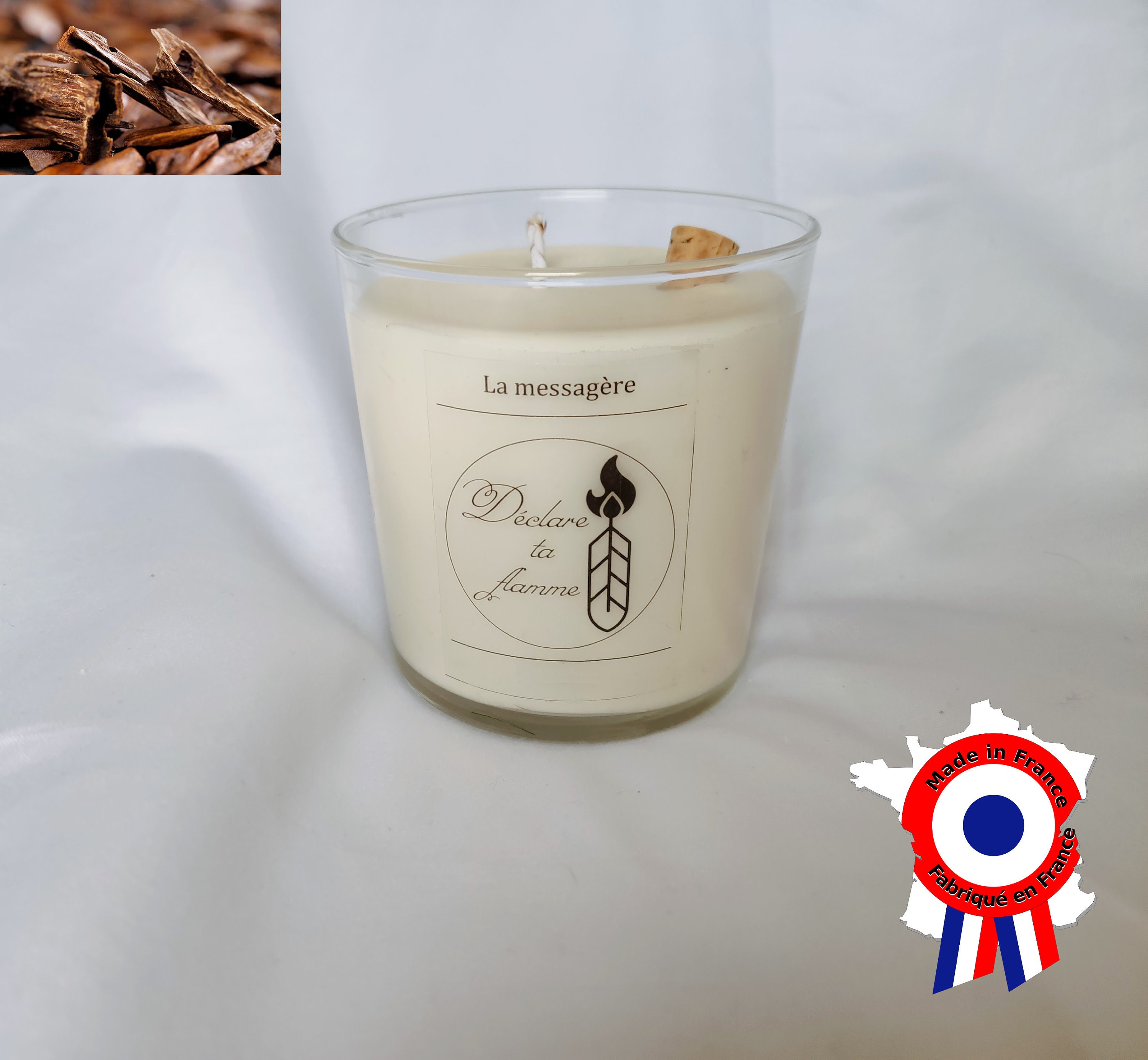 Bougie Personnalisée Unique , Message Personnel - La Messagère Santal- Fabriquée en France