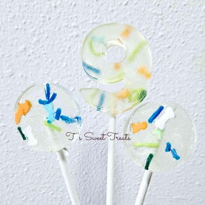 Mini Round and Number Hard Candy Lollipops Setw/Dinosaur Sprinkles