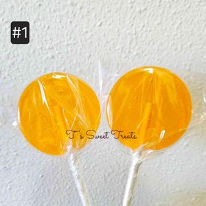 Homemade Orange Hard Candy Traditional Flavored (8) Round Lollipops (Please choose quantity from drop down box)