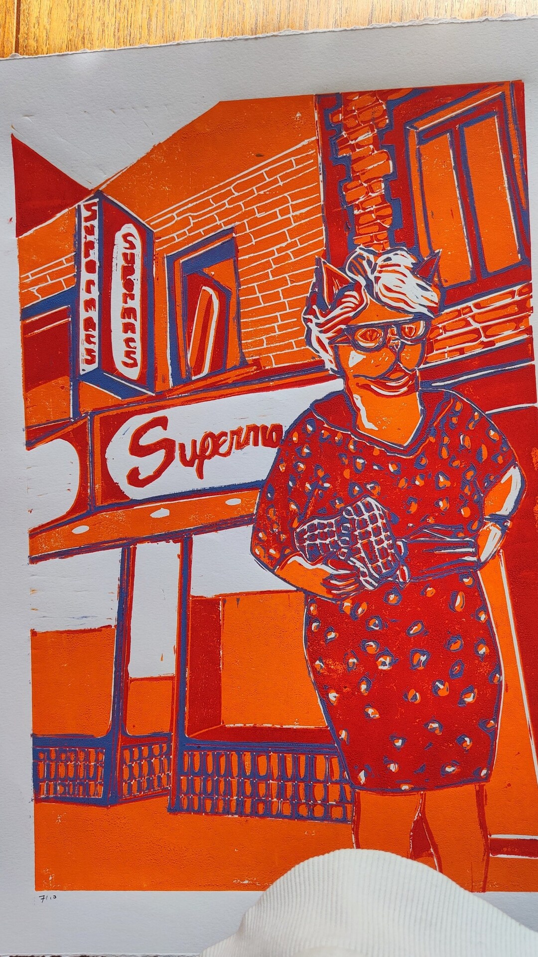 4 Colour Linocut Reduction Print. Original Edition. Edition of 10