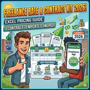 Calcolatore di tariffe per freelance e pacchetto di contratti (Excel, Word) (Download digitale)