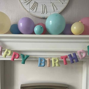 Happy birthday banner, Happy birthday bunting, Happy birthday garland, Happy birthday decoration,Felt birthday banner, Happy birthday decor. image 1