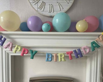 Happy birthday banner, Happy birthday bunting, Happy birthday garland, Happy birthday decoration,Felt birthday banner, Happy birthday decor.