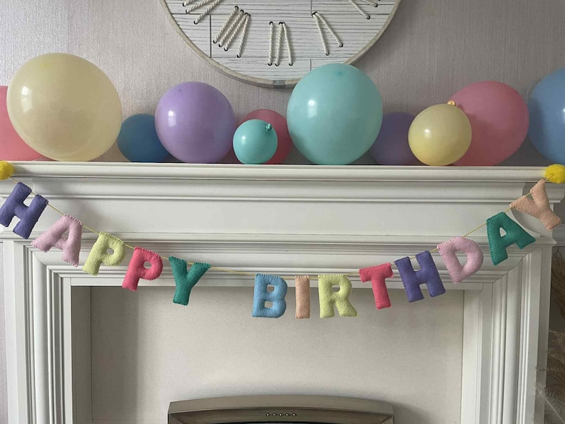 Happy birthday banner, Happy birthday bunting, Happy birthday garland, Happy birthday decoration,Felt birthday banner, Happy birthday decor. image 1