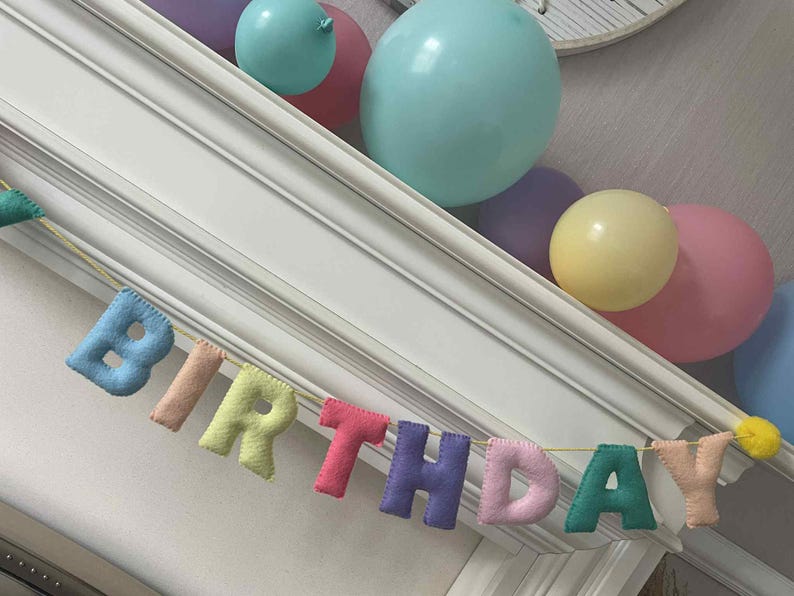Happy birthday banner, Happy birthday bunting, Happy birthday garland, Happy birthday decoration,Felt birthday banner, Happy birthday decor. image 3