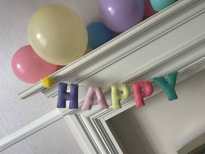 Happy birthday banner, Happy birthday bunting, Happy birthday garland, Happy birthday decoration,Felt birthday banner, Happy birthday decor. image 2