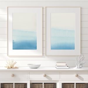 Set of 2-piece Blue Ocean Art | 2-piece Sea Digital Wall Art | Ocean Photography | Minimalistic Wall Art | Ocean Wave Wall Art | Serendipity