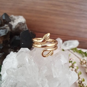 snake ring, adjustable brass ring, handmade jewelry, handmade gold ring, gypsy jewelry, spirit animal, boho ring, tribal ring