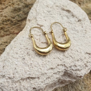 Classic solid brass earrings, small gold earrings, petite hoop earrings, dainty delicate earrings, handmade jewelry, handmade earrings