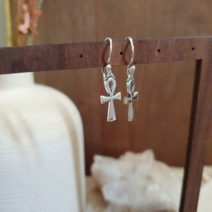 Ankh~ egyptian eternal life symbol, ancient earrings, ethnic earrings, small delicate earrings, handmade silver earrings, handmade jewellery